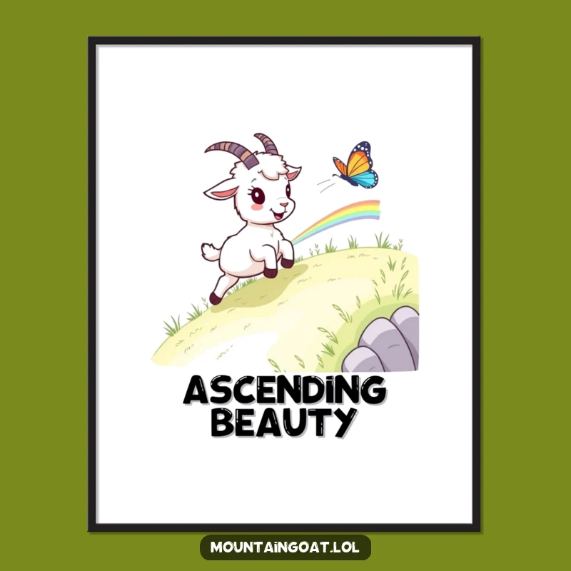 Funny Mountain Goat Chase Digital Art - Instant Whimsical Decor Gift