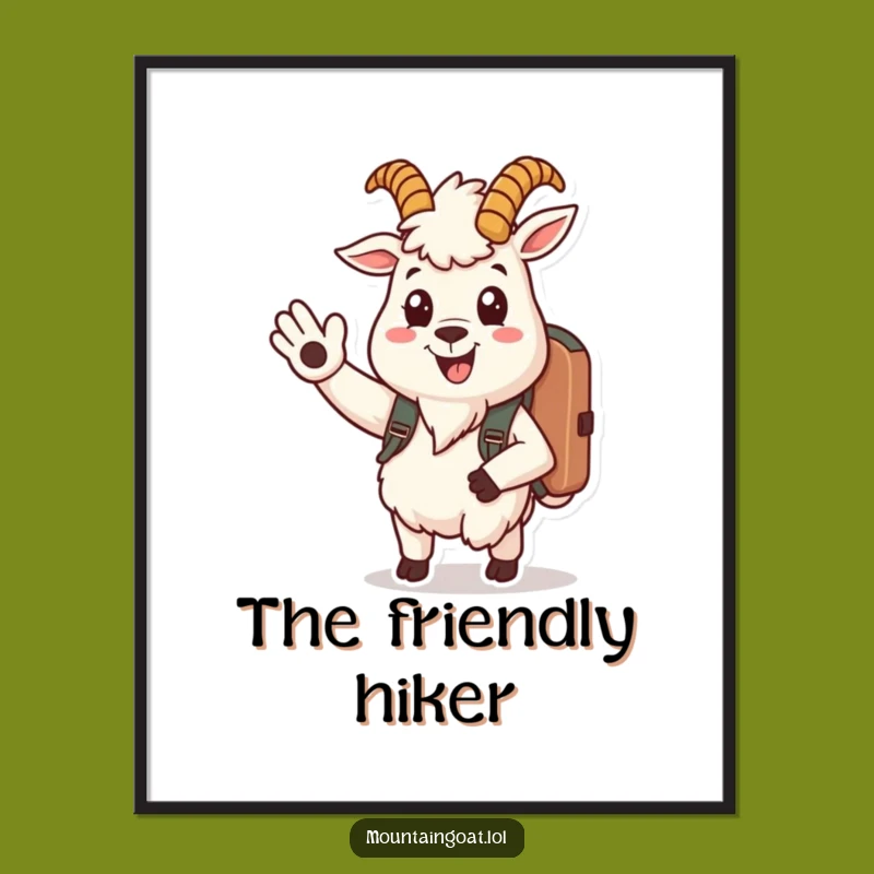 Funny Mountain Goat Digital Art - Instant Friendly Traveler Decor