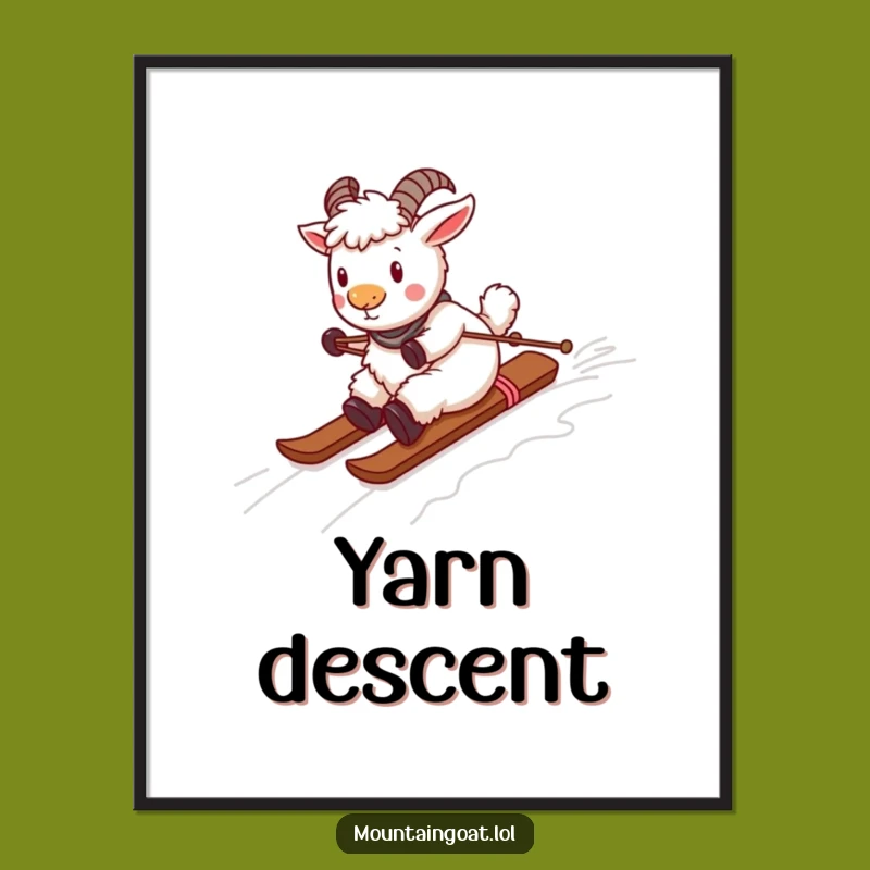 Funny Playful Goat Yarn Ski Digital Art - Instant Fun Decor