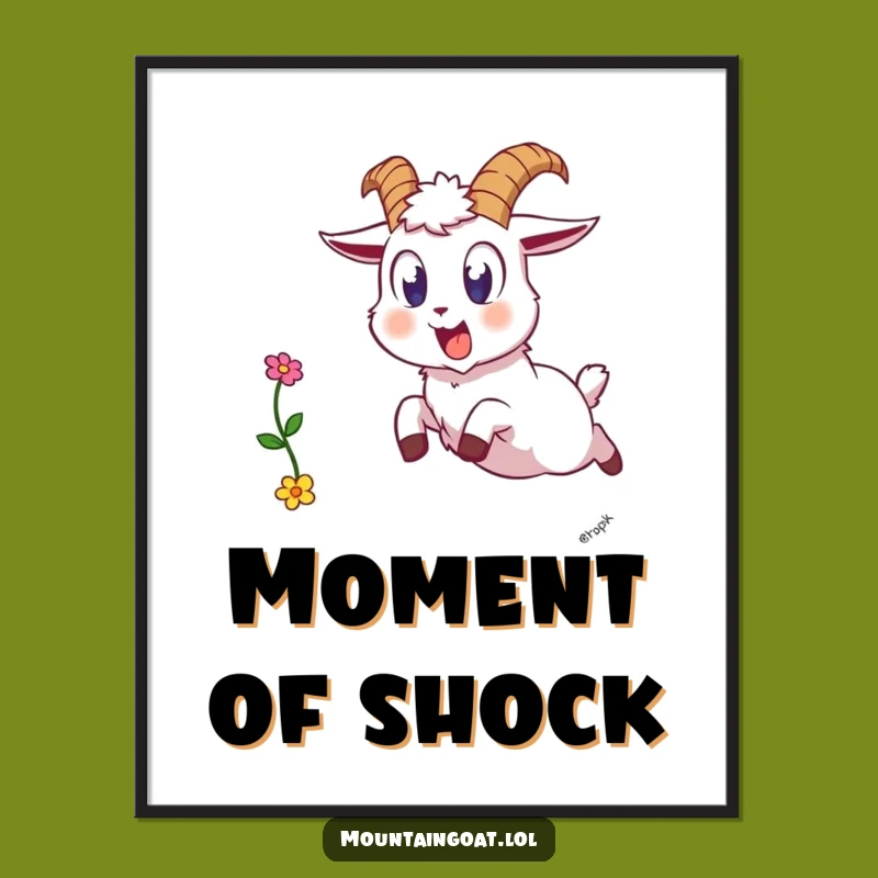 Funny Startled Goat Digital Art - Instant Whimsical Decor Gift