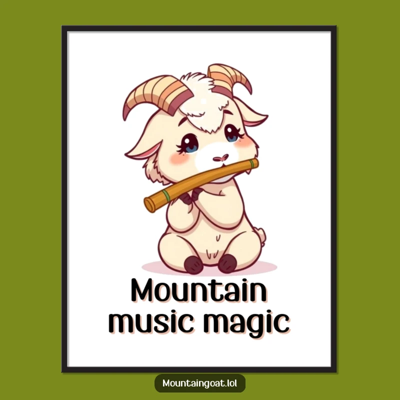 Funny Mountain Goat Flute Digital Art: Instant Whimsy for Music Lovers!