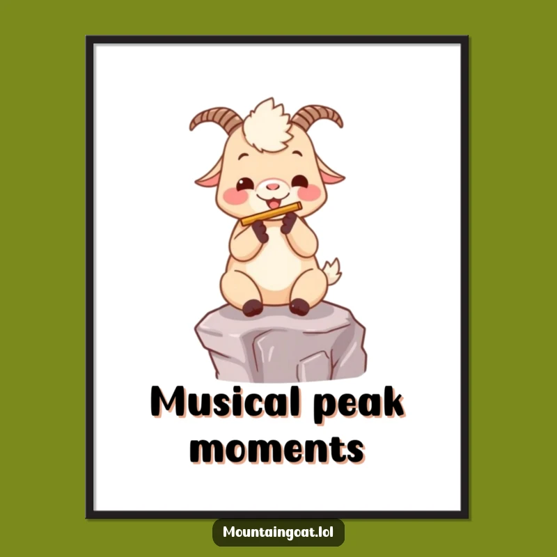 Funny Kawaii Goat Flute Player Digital Art - Instant Musical Decor Gift