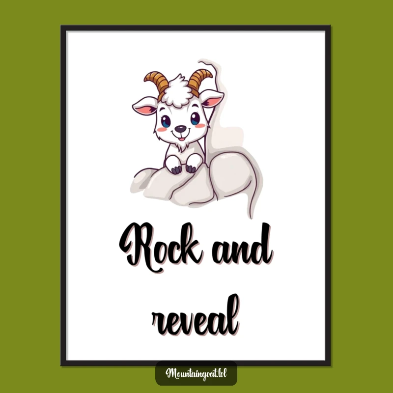 Funny Curious Goat Peeking Digital Art - Instant Whimsical Wall Decor