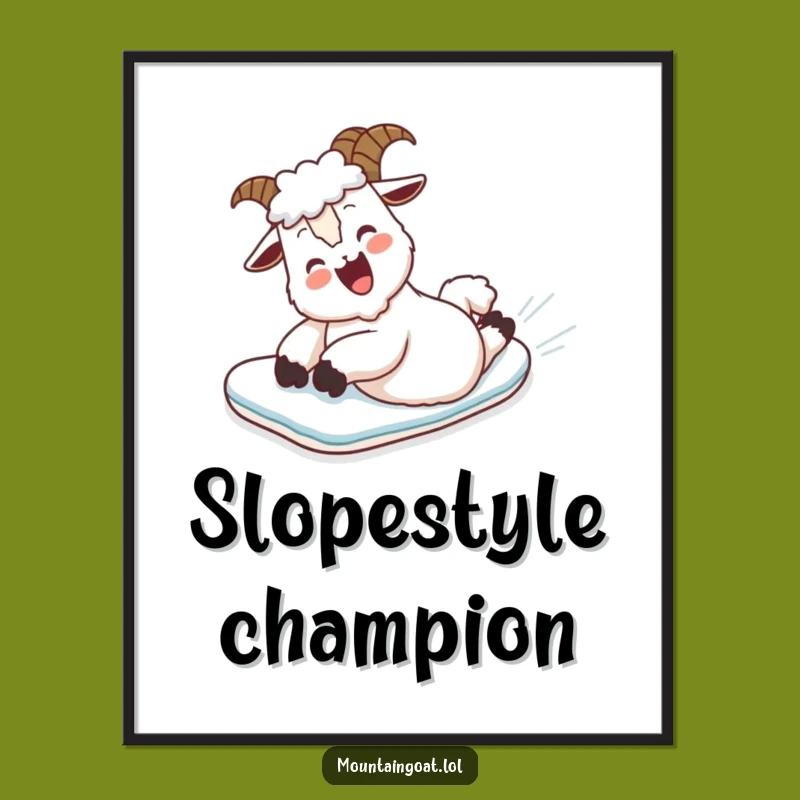 Funny Mountain Goat Belly Slide Digital Art - Instant Laughs Wall Decor Gift