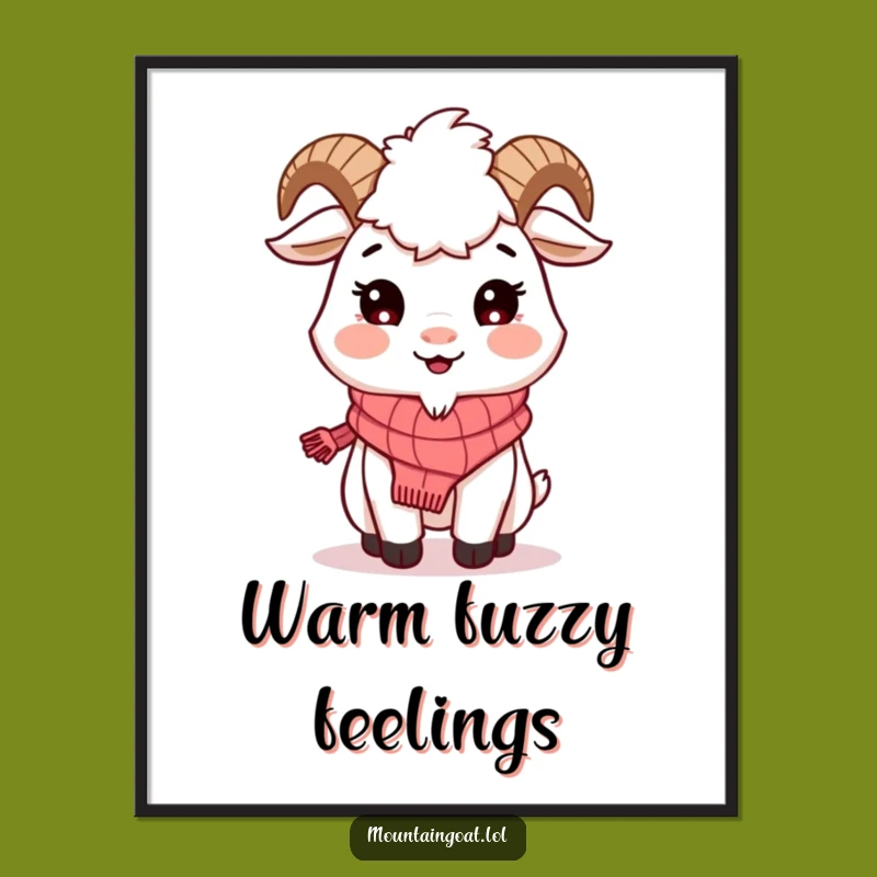 Funny Mountain Goat Scarf Digital Art: Instant Charm for Your Walls!