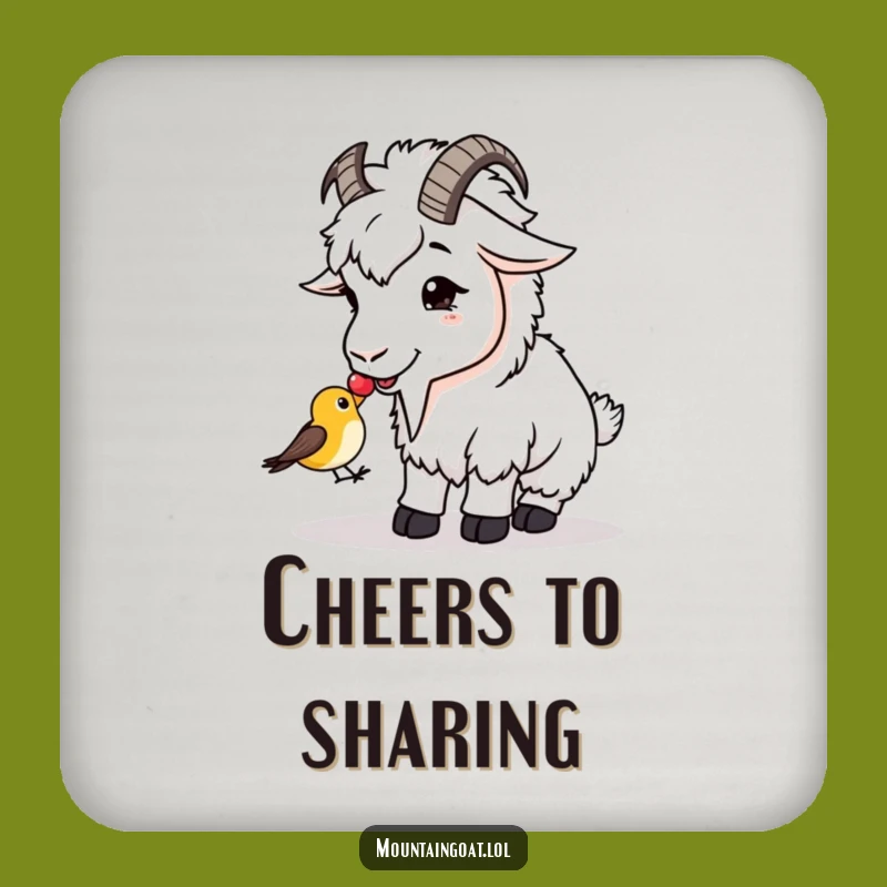 Funny Goat Shares Berry Coaster - Protect Surfaces with Kindness Gift