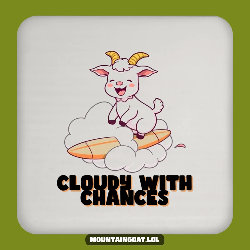 Funny Goat Cloud Surfer Coaster - Protect Surfaces with Humor