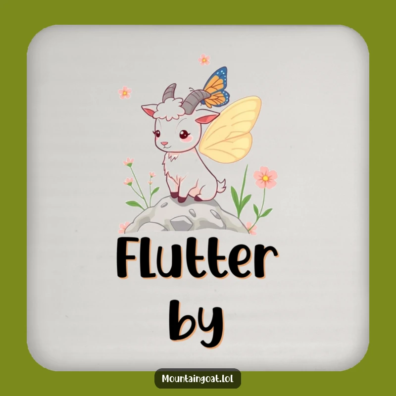 Funny Mountain Goat Butterfly Wings Coaster: Protect Surfaces with Whimsy Gift