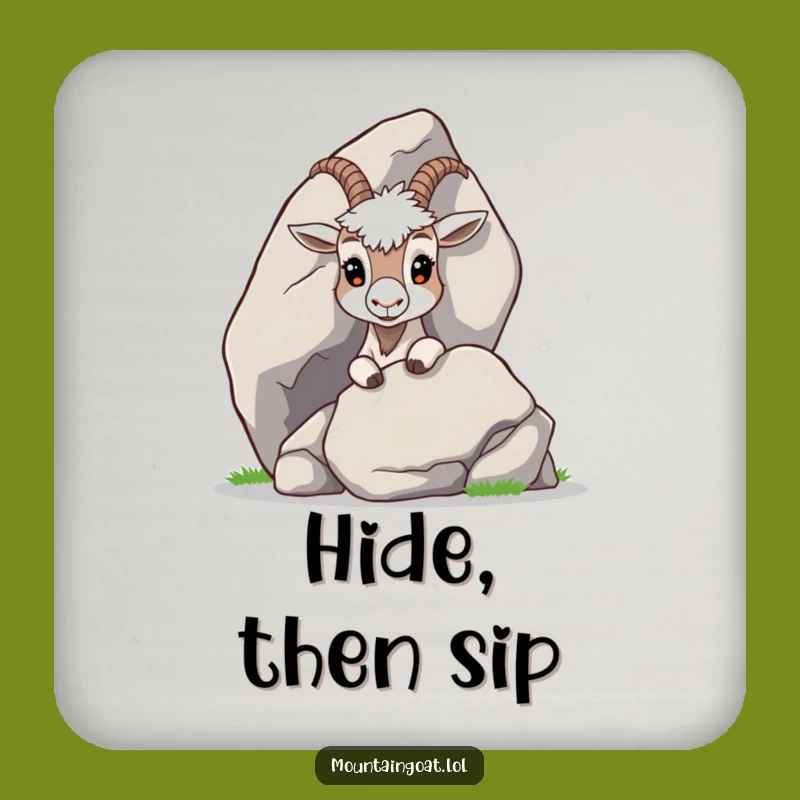 Funny Curious Goat Peeking Coasters: Protect Surfaces with Mountain Intrigue
