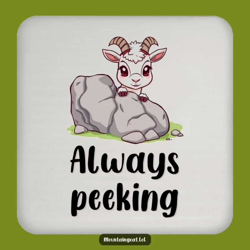 Funny Curious Mountain Goat Coaster: Protect Surfaces with Peek-a-Boo Charm, Perfect Gift