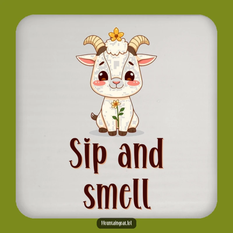 Funny Giggling Goat Flower Coaster - Protect Surfaces with Humorous Charm