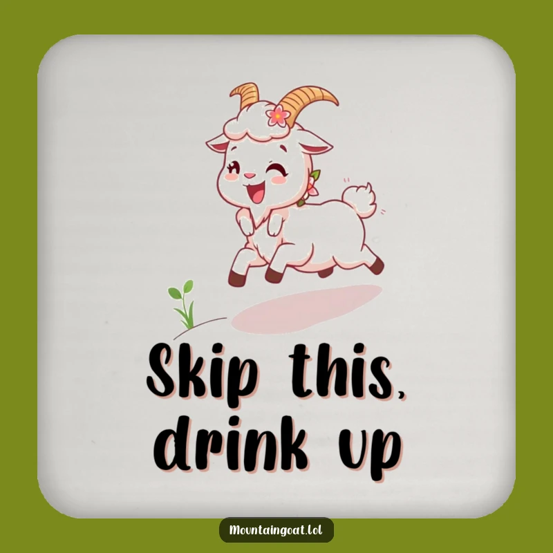 Funny Joyous Goat Flowers Coasters: Protect Surfaces with Floral Mountain Flair