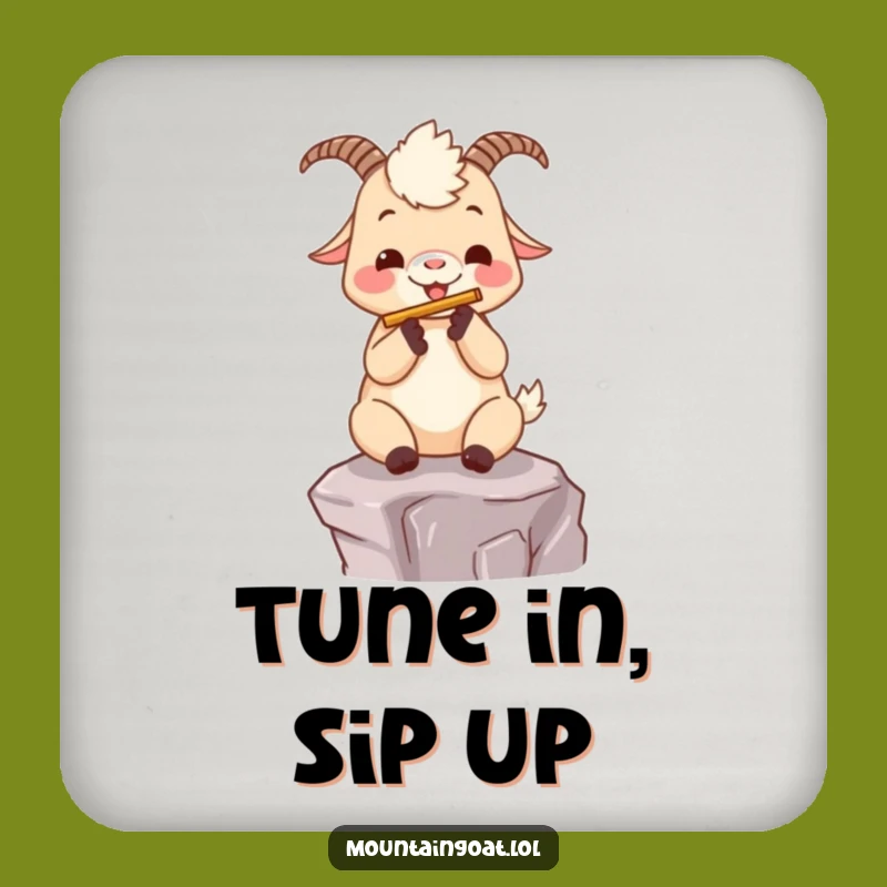 Funny Kawaii Goat Flute Player Coaster - Protect Surfaces Music Gift