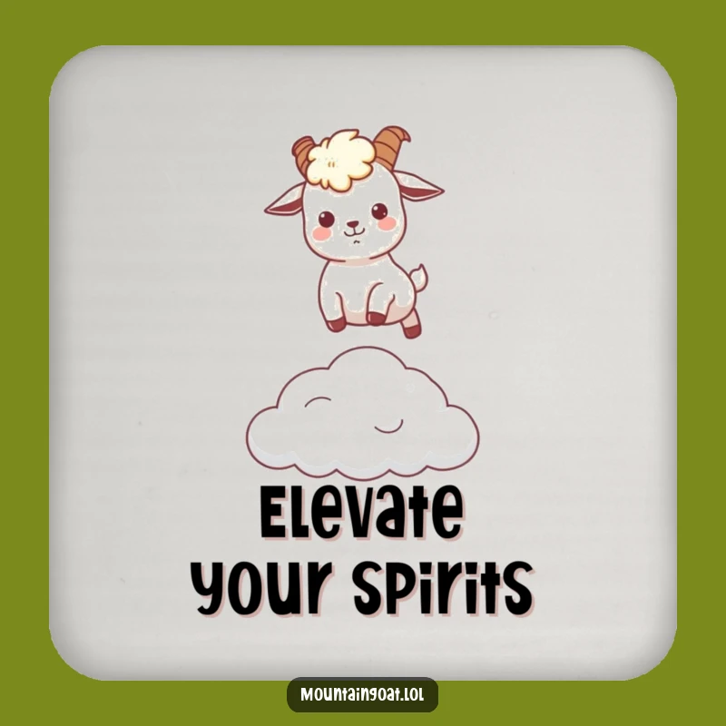 Funny Kawaii Mountain Goat Cloud Leap Coaster - Protect Surfaces Humor Gift
