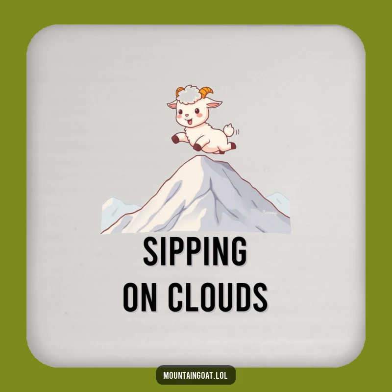 Funny Kawaii Mountain Goat Coaster - Joyful Cloud Drink Protector Gift
