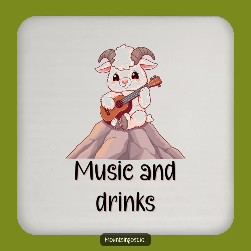 Funny Mountain Goat Musician Coaster - Protect Surfaces with Music Art Gift