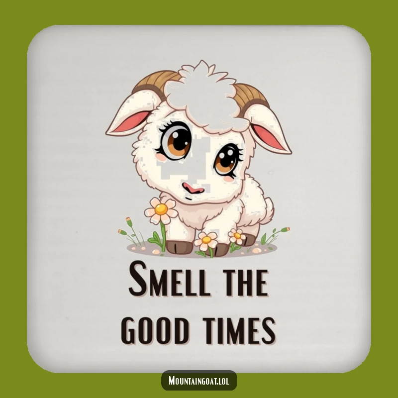 Funny Kawaii Goat Sniffing Flower Coaster: Protect Surfaces Gently