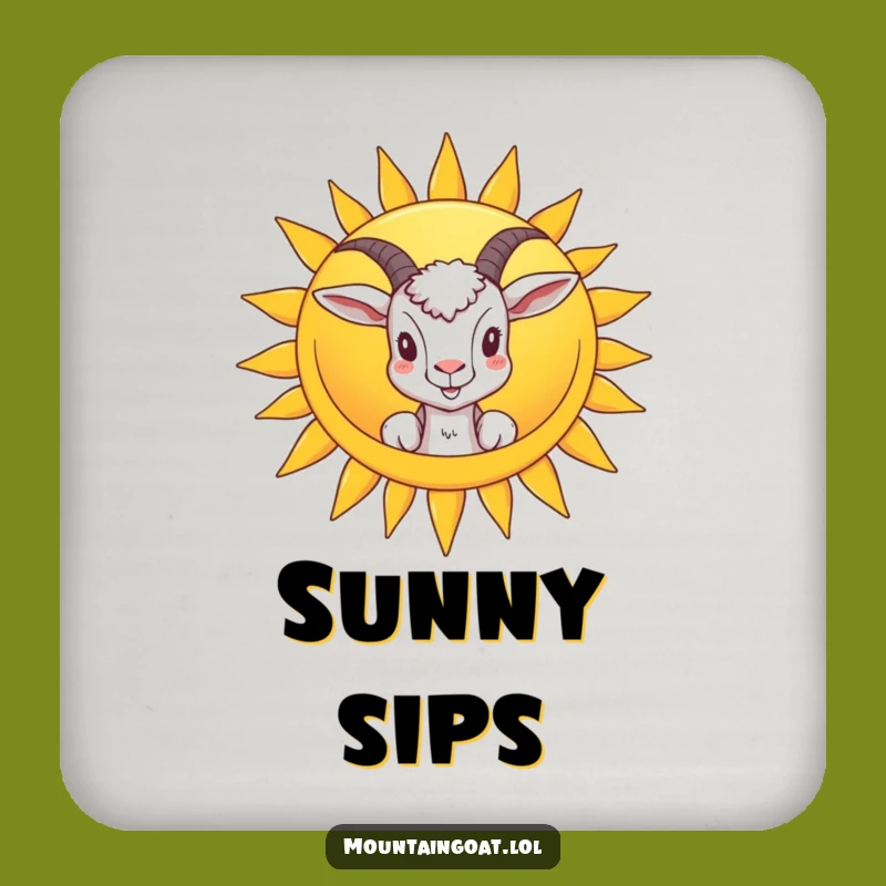 Funny Goat Peeking Sun Coaster Set: Protect Surfaces with Sunny Humor