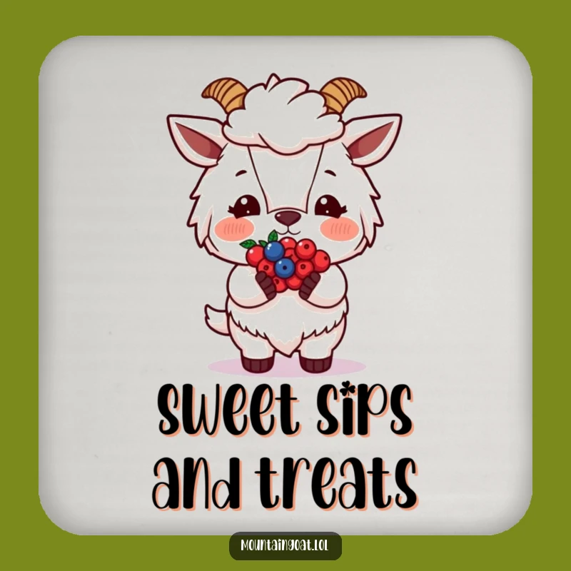 Funny Blushing Goat Berries Coaster: Protect Surfaces with Sweet Charm Funny Gift