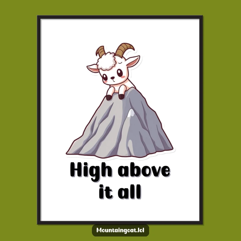 Funny Curious Goat Art Print - Kawaii Mountain Explorer Decor for Inspiring Spaces