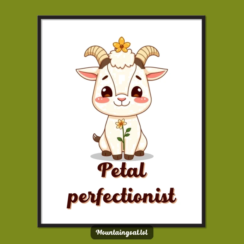 Funny Giggling Goat Flower Poster - Cheerful Wall Art, Humorous Gift Decor