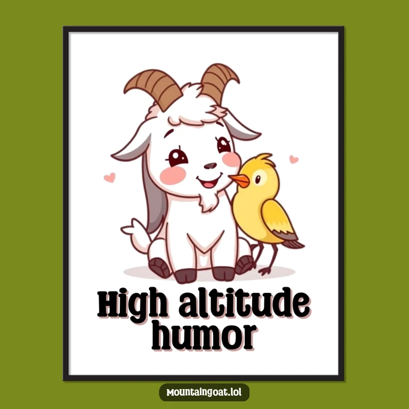 Funny Goat Giggle Poster: Charming Wall Art of Animal Friends