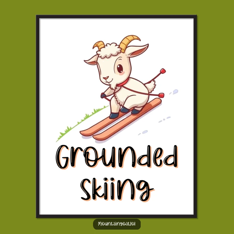 Funny Goat Grass Skiing Poster: Wall Art That's a Real Knee-Slapper