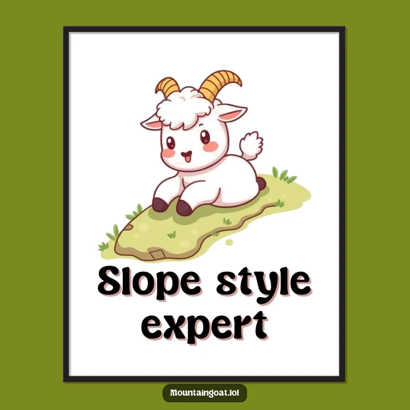 Funny Kawaii Goat Sliding Poster: Joyful Wall Art