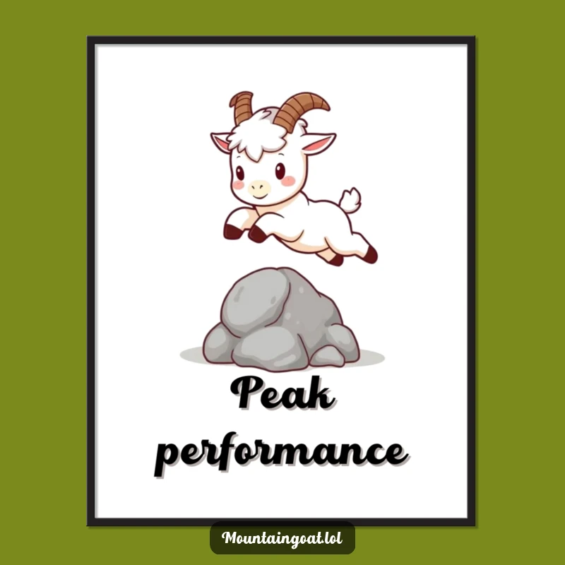 Funny Kawaii Mountain Goat Poster - Adorable Animal Art Print Gift