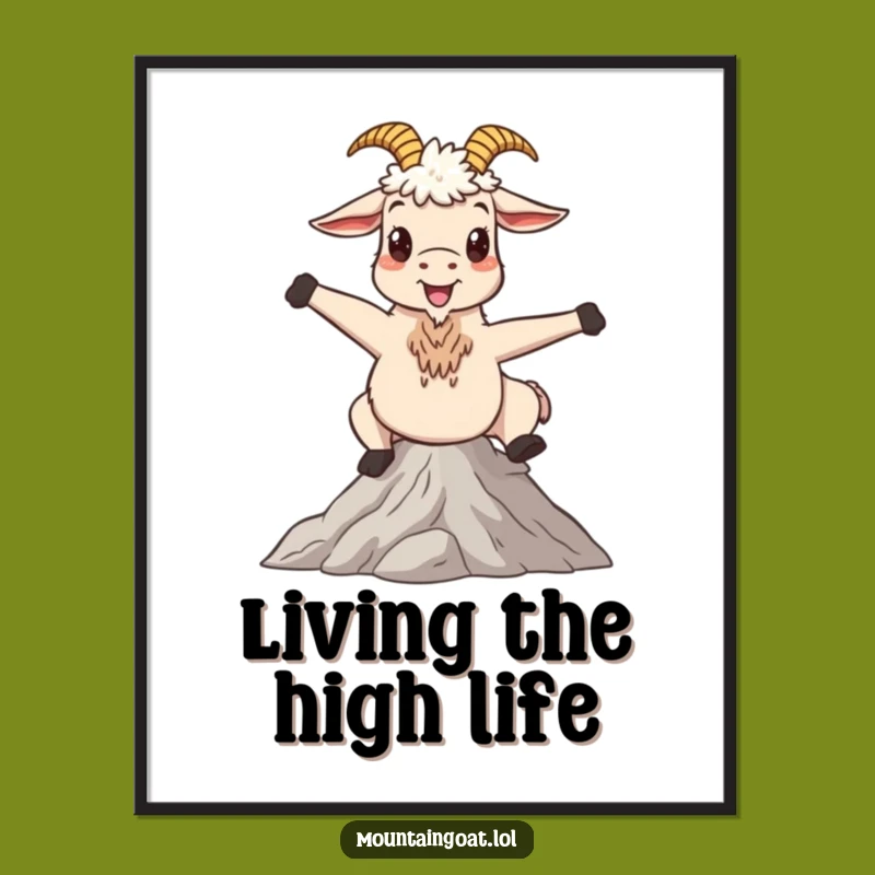 Funny Mountain Goat Poster: Add Serene Peaks and Whimsical Joy to Walls