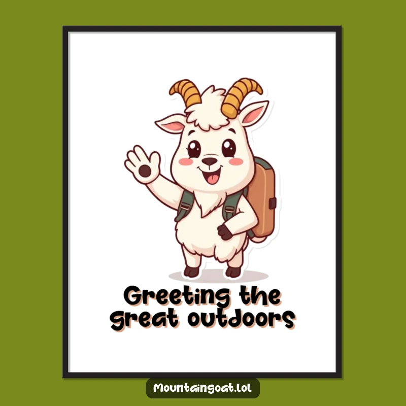 Funny Mountain Goat Poster - Cheerful Traveler Wall Art