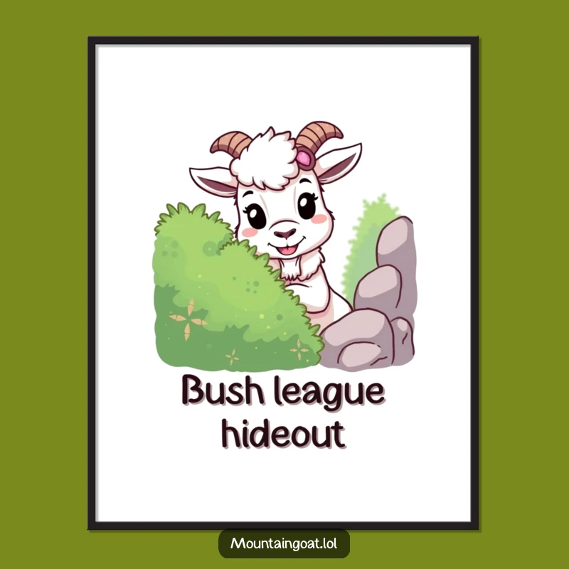 Funny Mountain Goat Poster: Mischievous Hide-and-Seek Goat, Hilarious Wall Art