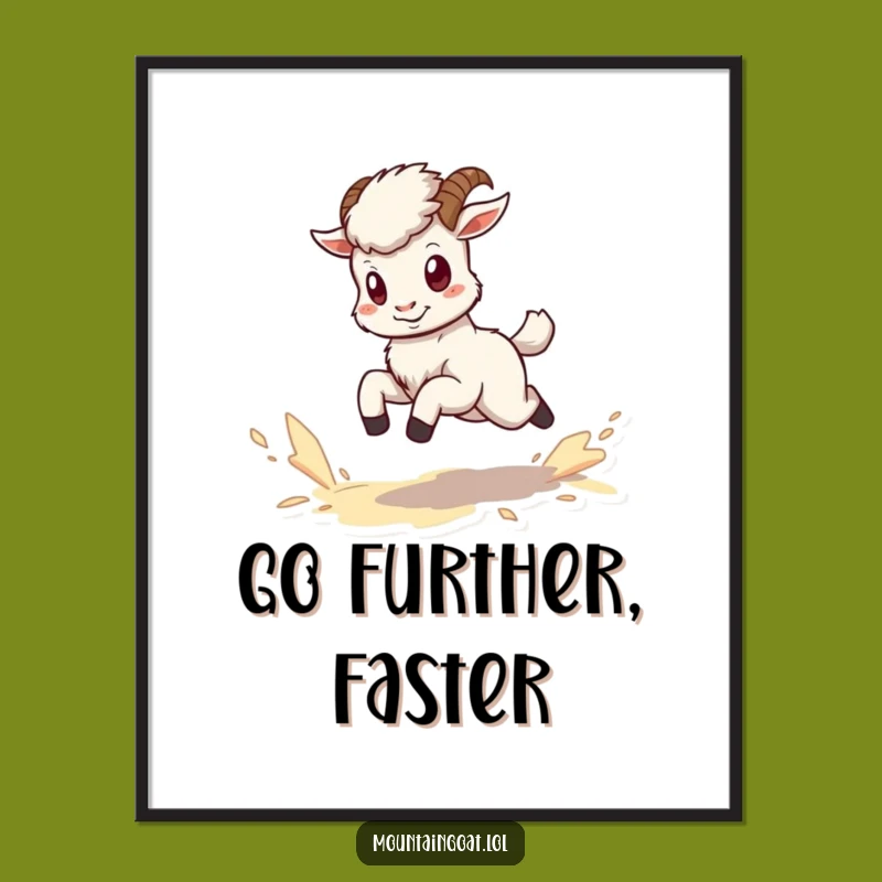 Funny Kawaii Goat Dust Poster - Hilarious Art for Energetic Souls