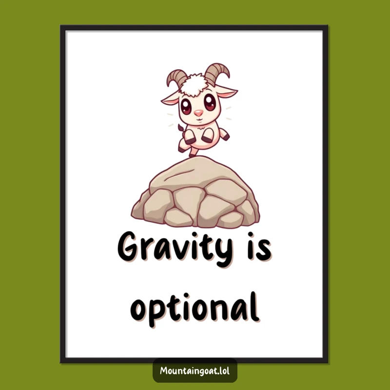Funny Cute Goat Leaping Poster: Whimsical Wall Art for Cheerful Spaces