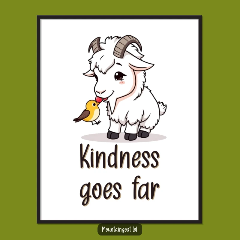 Funny Goat Berry Sharing Poster - Heartwarming Wall Art Gift