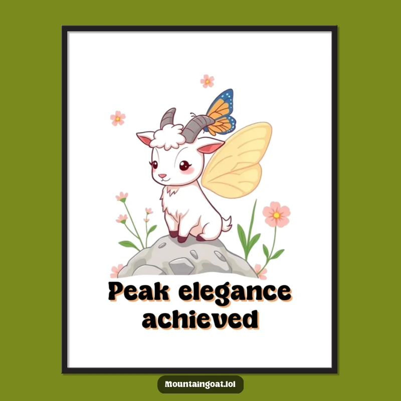 Funny Mountain Goat Butterfly Wings Poster: Whimsical Wall Art for a Laughing Home