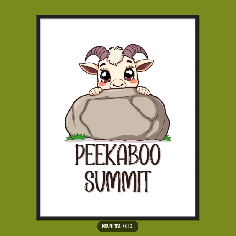 Funny Curious Goat Poster - Peek-a-Boo Animal Art Print Gift