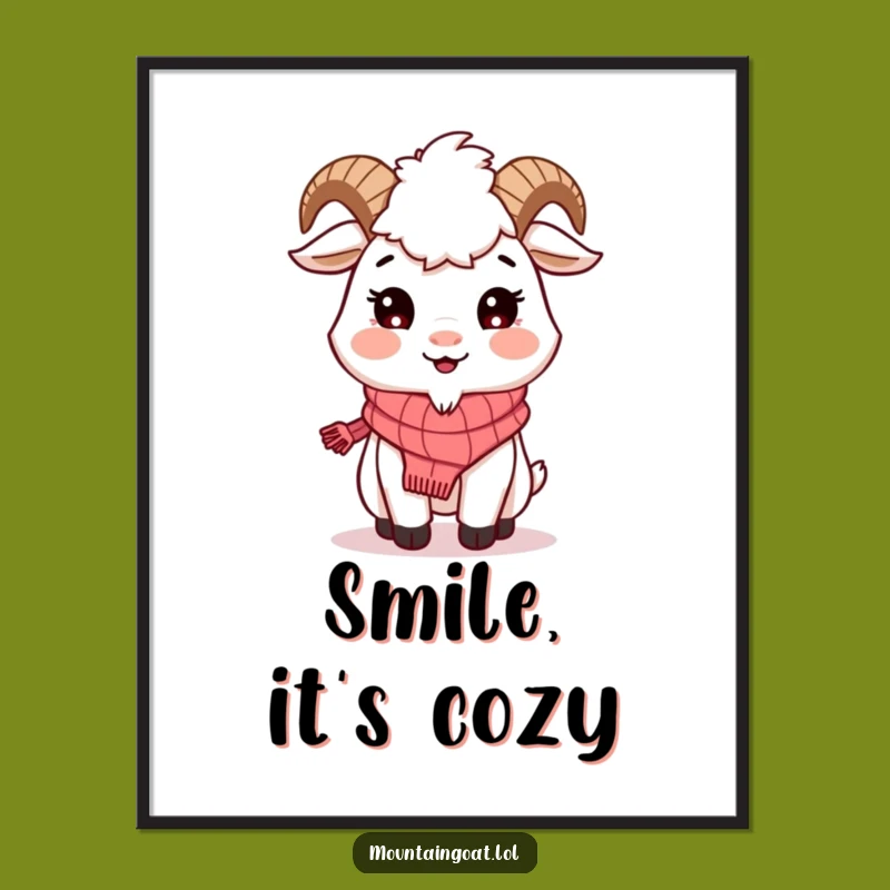 Funny Mountain Goat Scarf Poster: Adorable Art for Cozy Spaces!