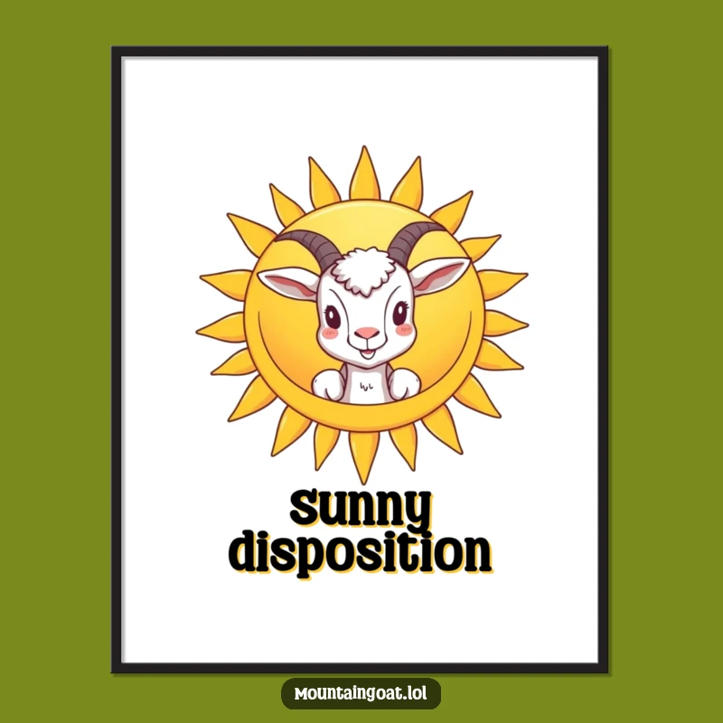 Funny Goat Peeking Sun Poster: Wall Art That Radiates Happiness
