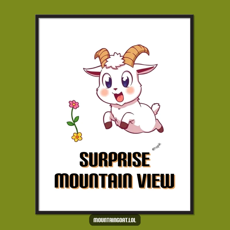 Funny Startled Goat Poster - Whimsical Surprise Art Gift