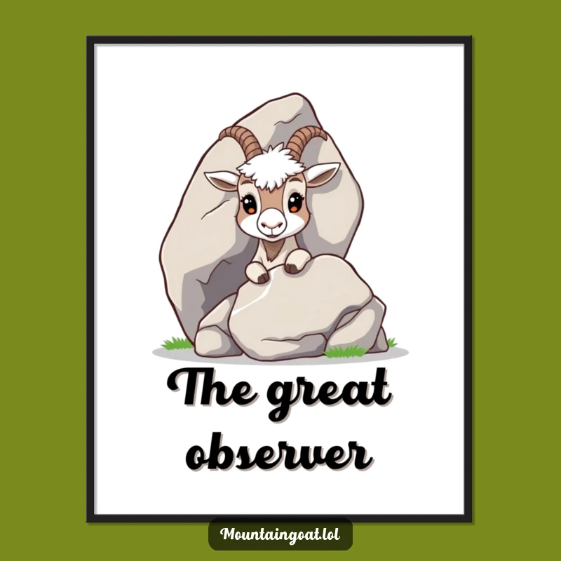 Funny Curious Goat Peeking Poster: Intriguing Wall Art for Curious Spaces