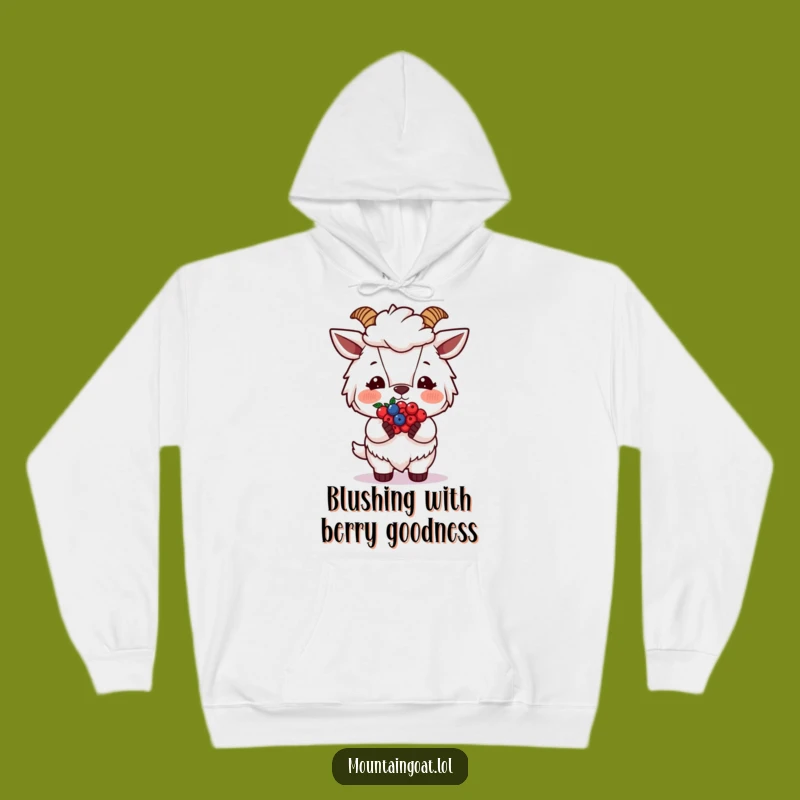 Cozy Funny Blushing Goat Berries Hoodie: Warm Hugs with a Sweet Funny Gift