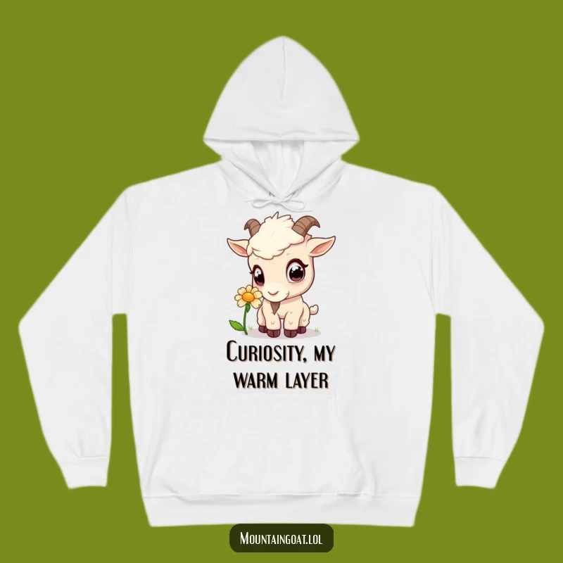 Cozy Funny Kawaii Goat Flower Sniff Hoodie - Warm Humorous Nature Gift