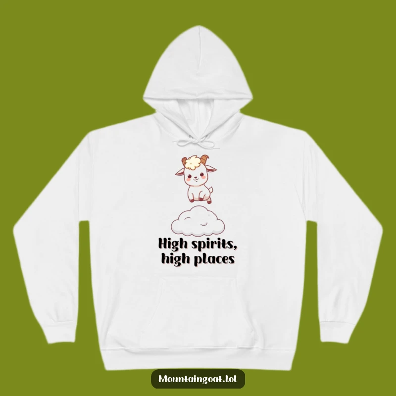 Cozy Funny Kawaii Mountain Goat Cloud Leap Hoodie - Warm Humorous Gift