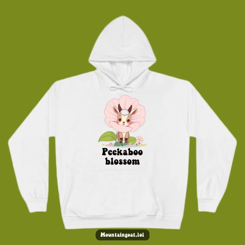 Funny Curious Mountain Goat Flower Hoodie - Cozy Humorous Design