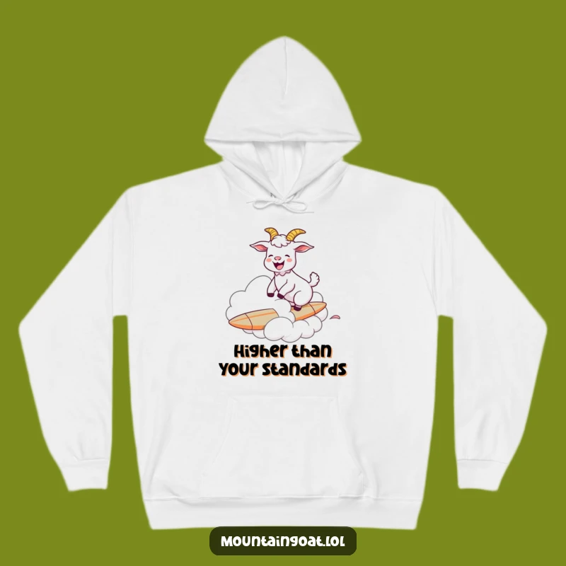 Funny Goat Cloud Surfer Hoodie - Cozy & Hilarious Adventure Apparel