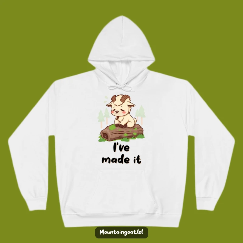 Funny Tired Mountain Goat Hoodie - Cozy Log Sigh Sweatshirt - Relaxing Gift