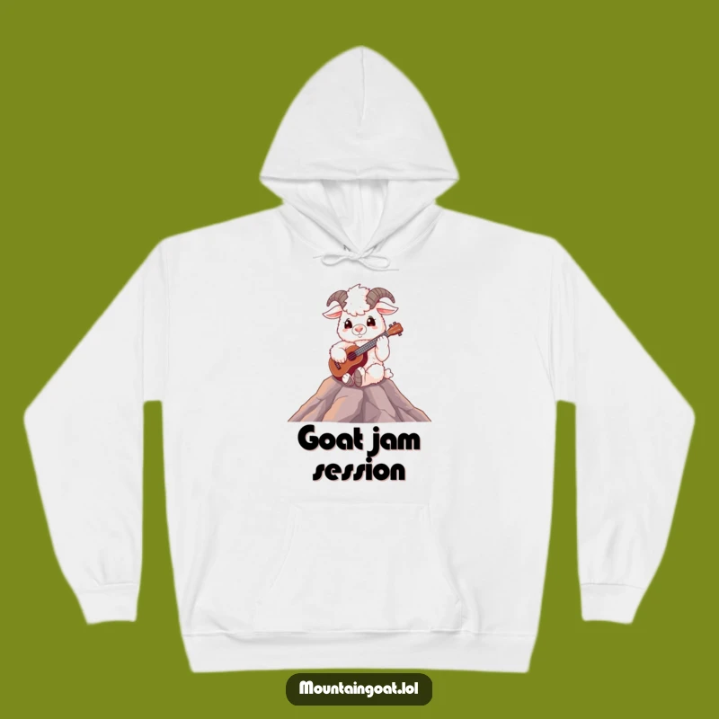 Cozy Funny Mountain Goat Musician Hoodie - Warm Fluffy Ukulele Player Gift