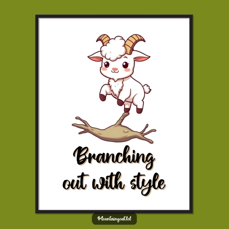 Free Printable Kawaii Goat Wall Art - Funny Balancing Downloadable Decor