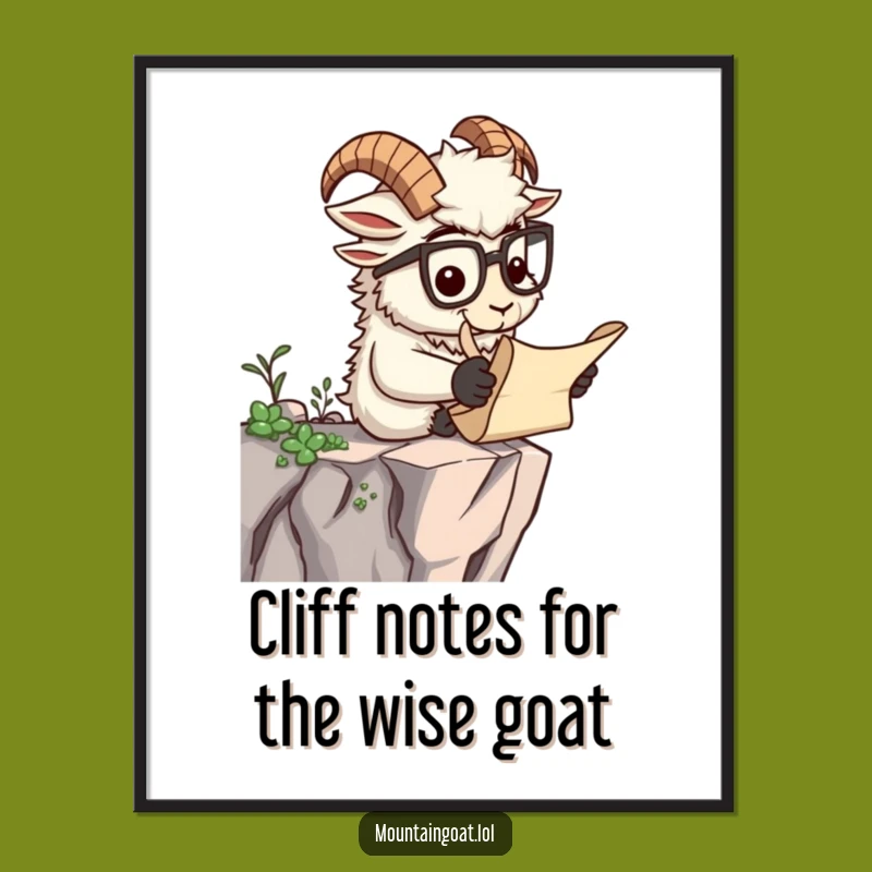 Funny Free Printable Wall Art: Smart Goat Scroll Reading Downloadable